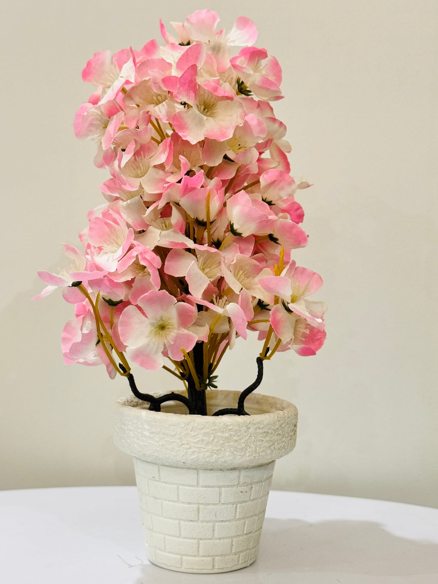 Medium white pot with cherry blossom