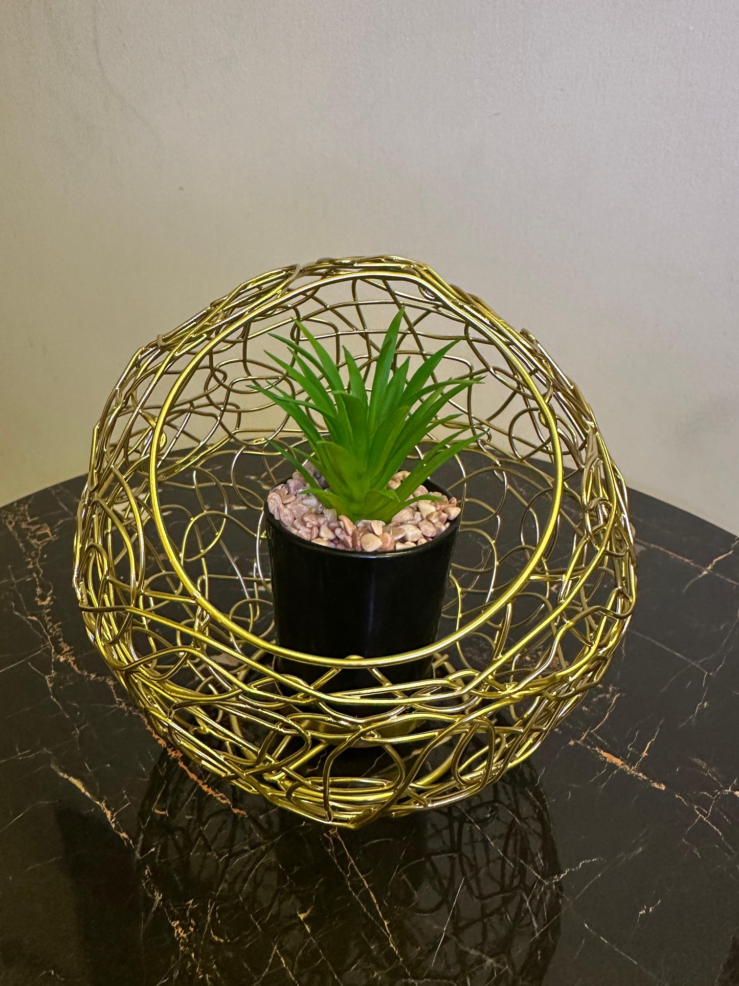 Metallic Golden Cage Planter Stand TA-154
