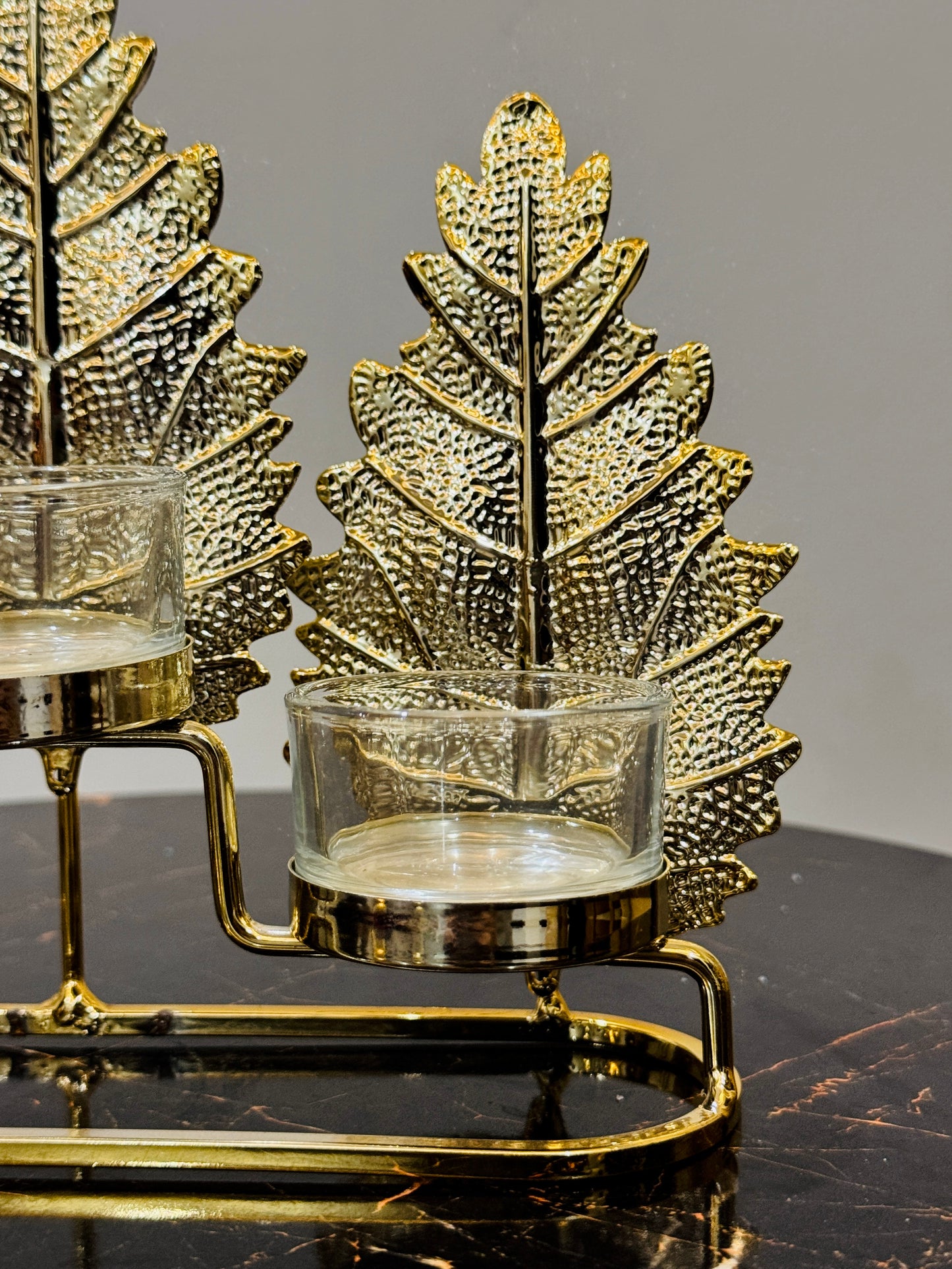 Metallic Golden Leaves Candle Stand TA-120