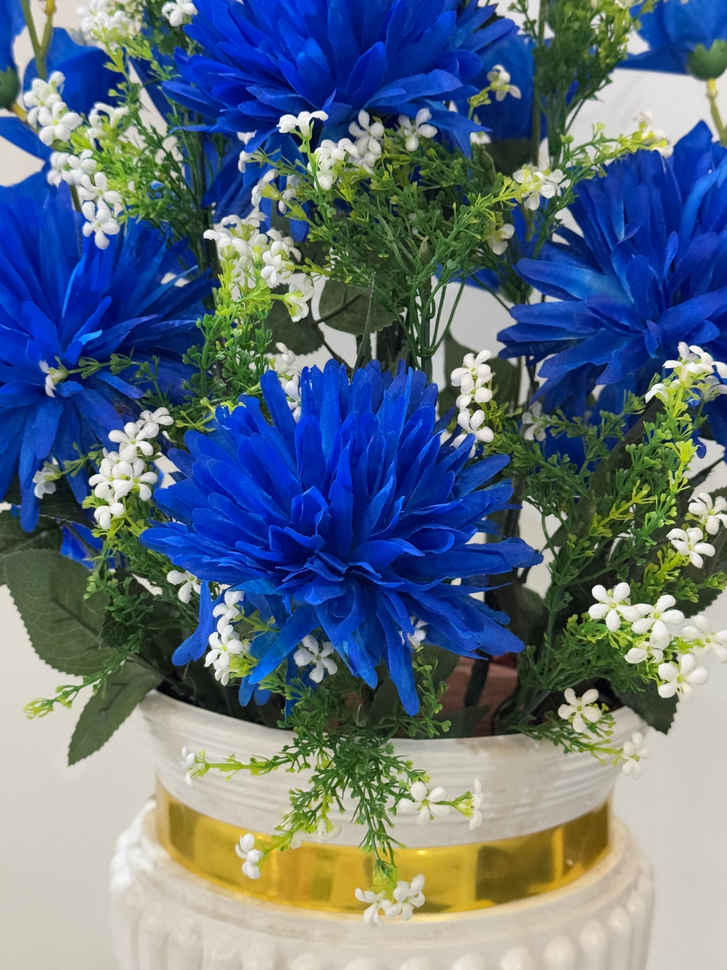 Large White Textured Vase with Flowers