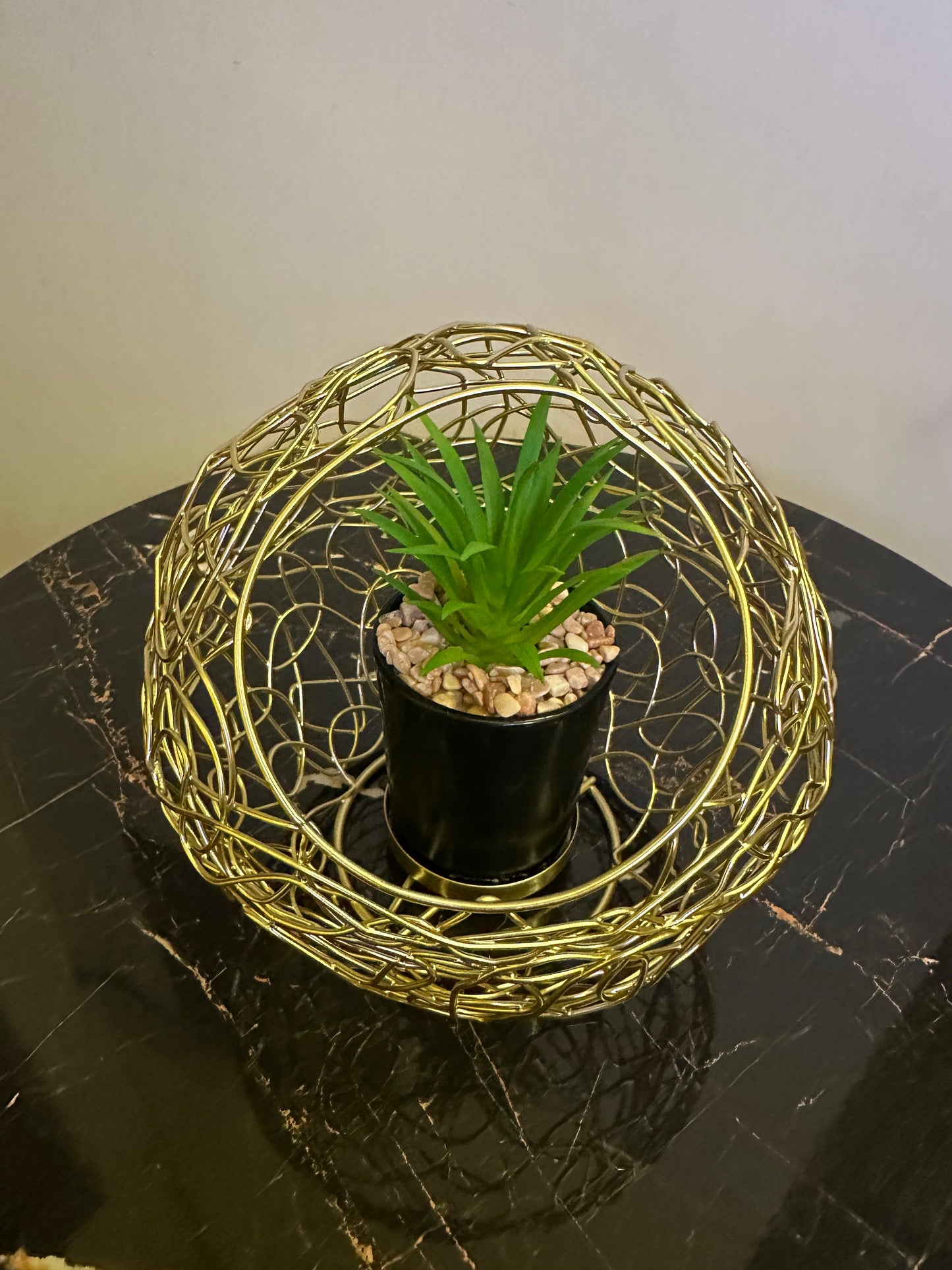 Metallic Golden Cage Planter Stand TA-154