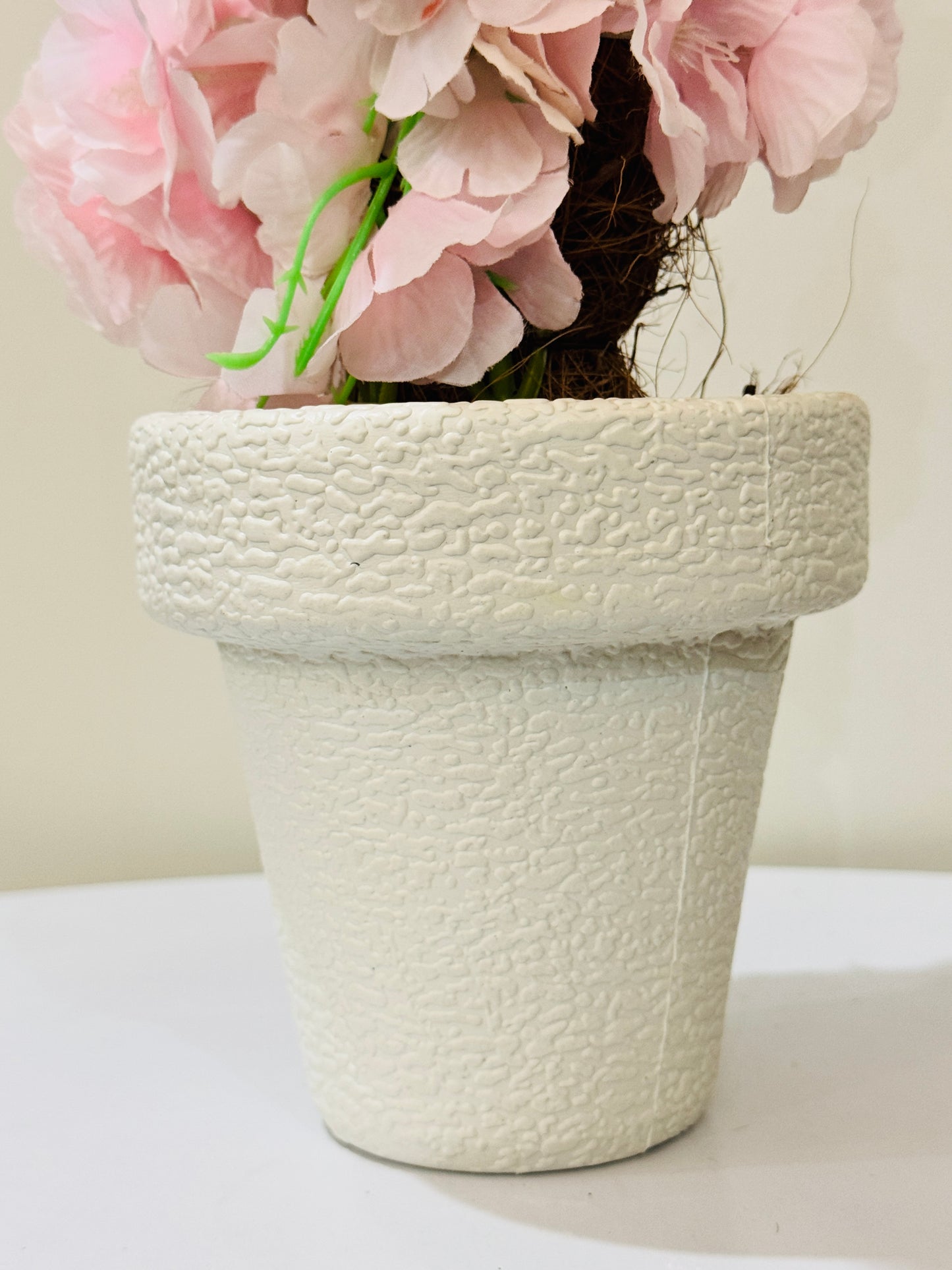 Large white pot with cherry blossom
