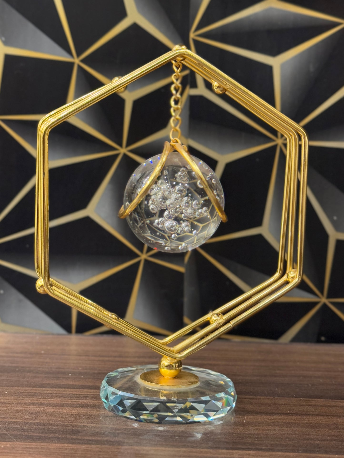 Metallic Heavy Ball Golden Table Stand TA-264