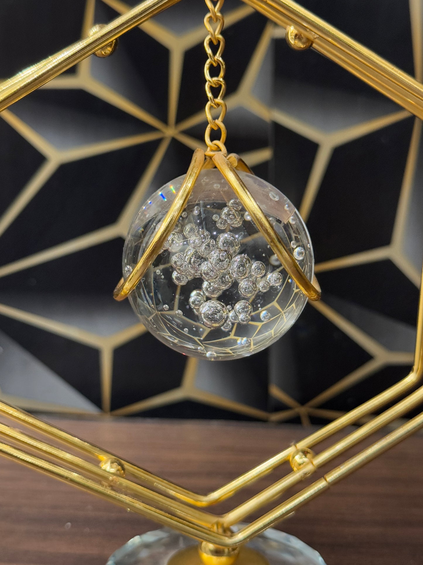 Metallic Heavy Ball Golden Table Stand TA-264