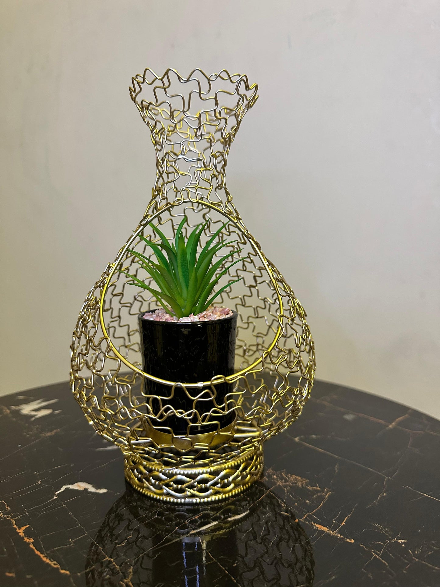 Metallic Golden Cage Planter TA-150