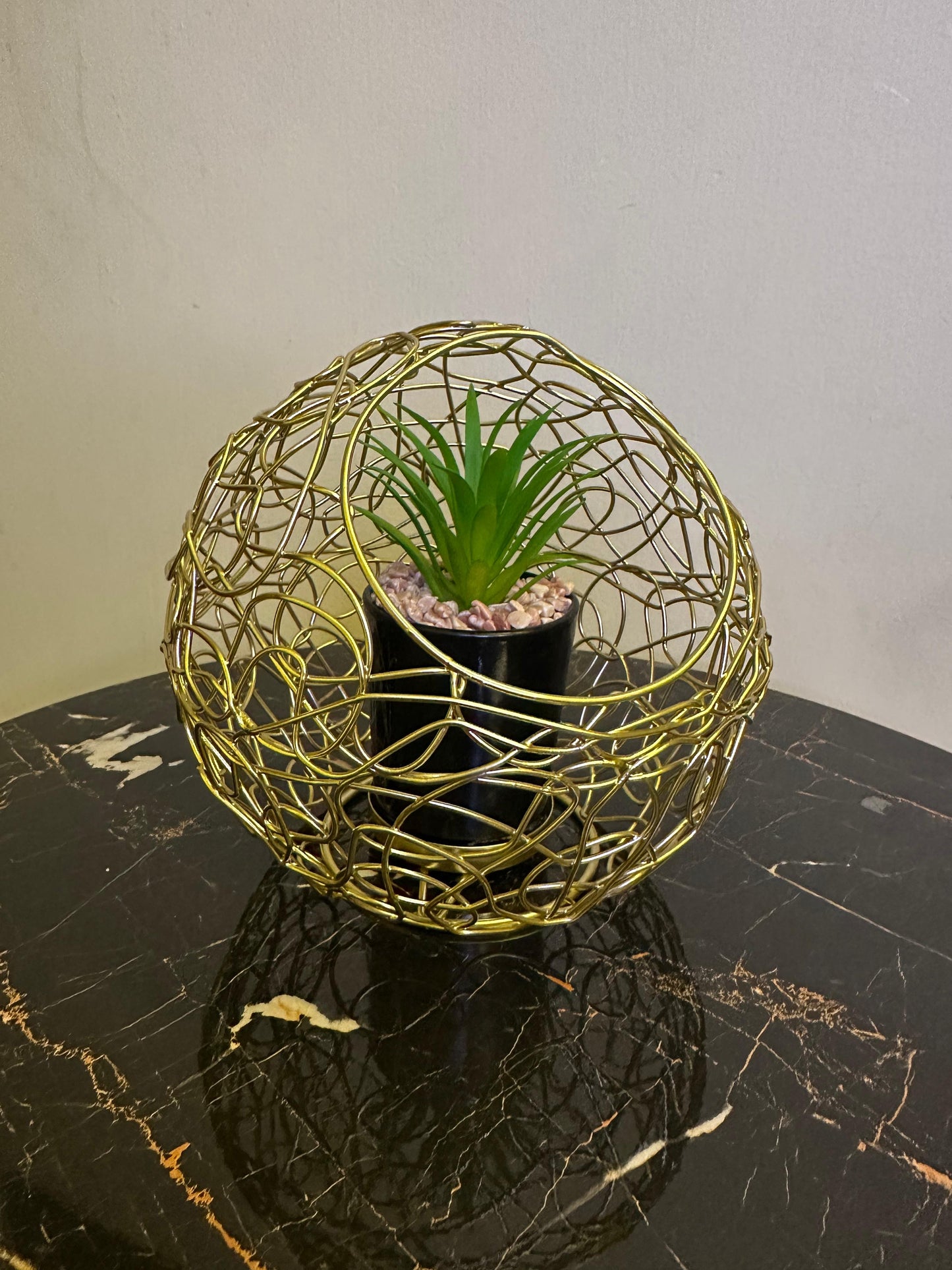Metallic Golden Cage Planter Stand TA-154