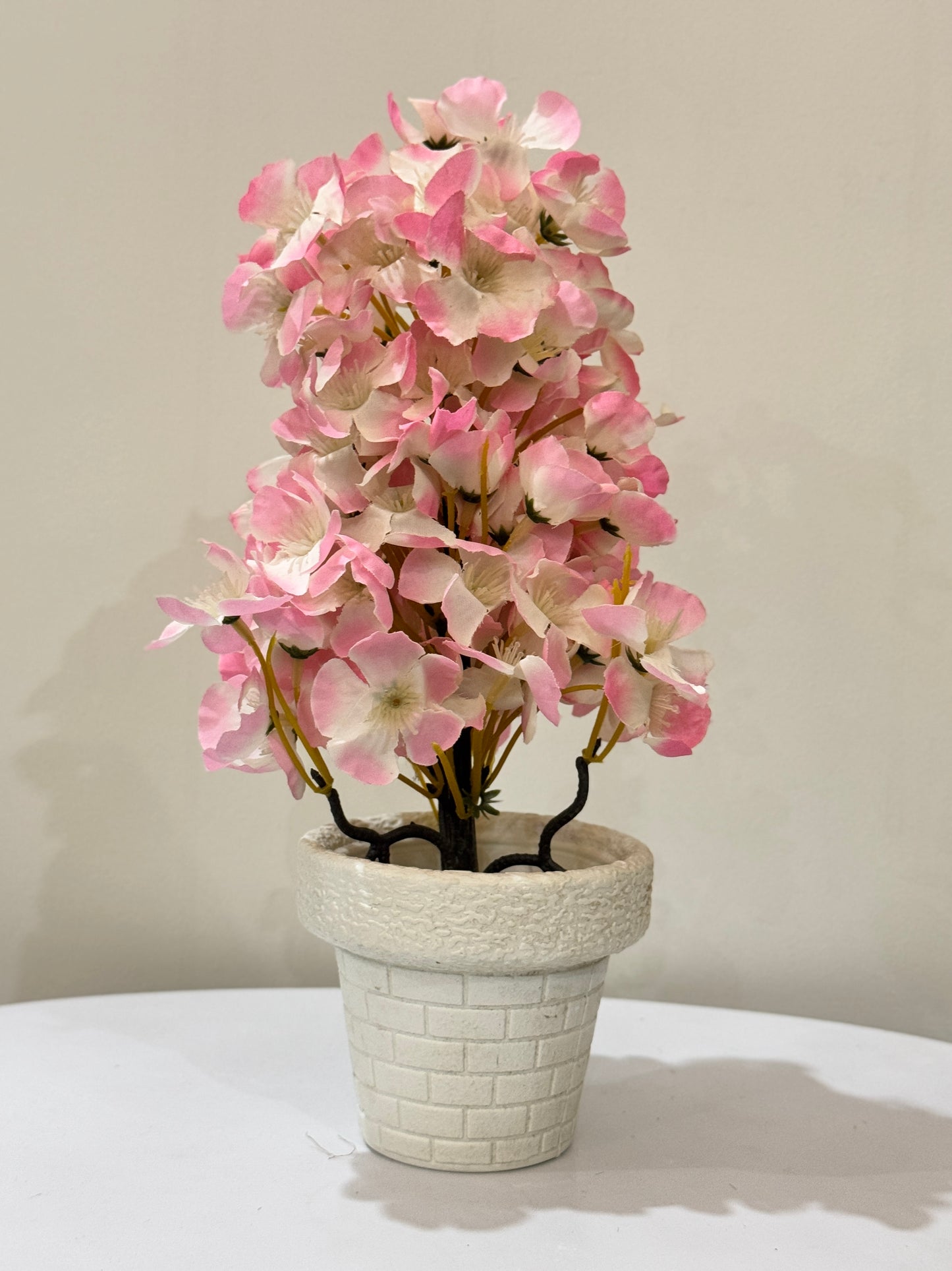 Medium white pot with cherry blossom