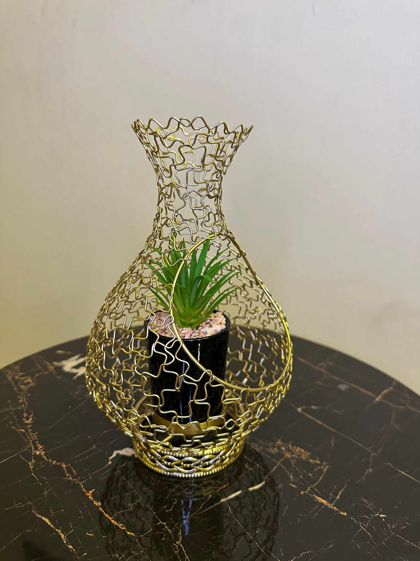 Metallic Golden Cage Planter TA-150