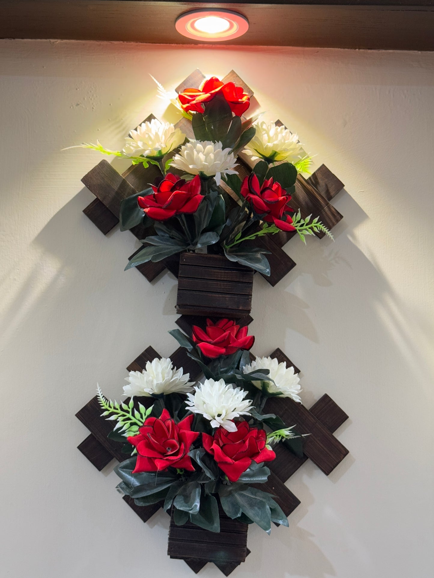 Hanging Wooden Flower Arrangement