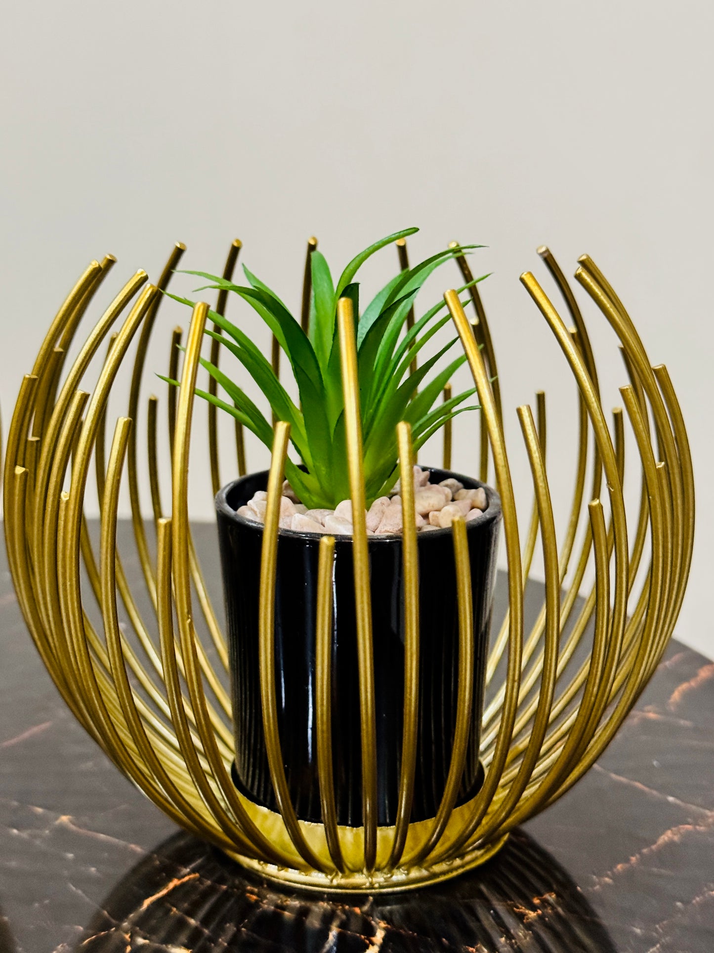 Metallic Golden Globe With Planter TA-116