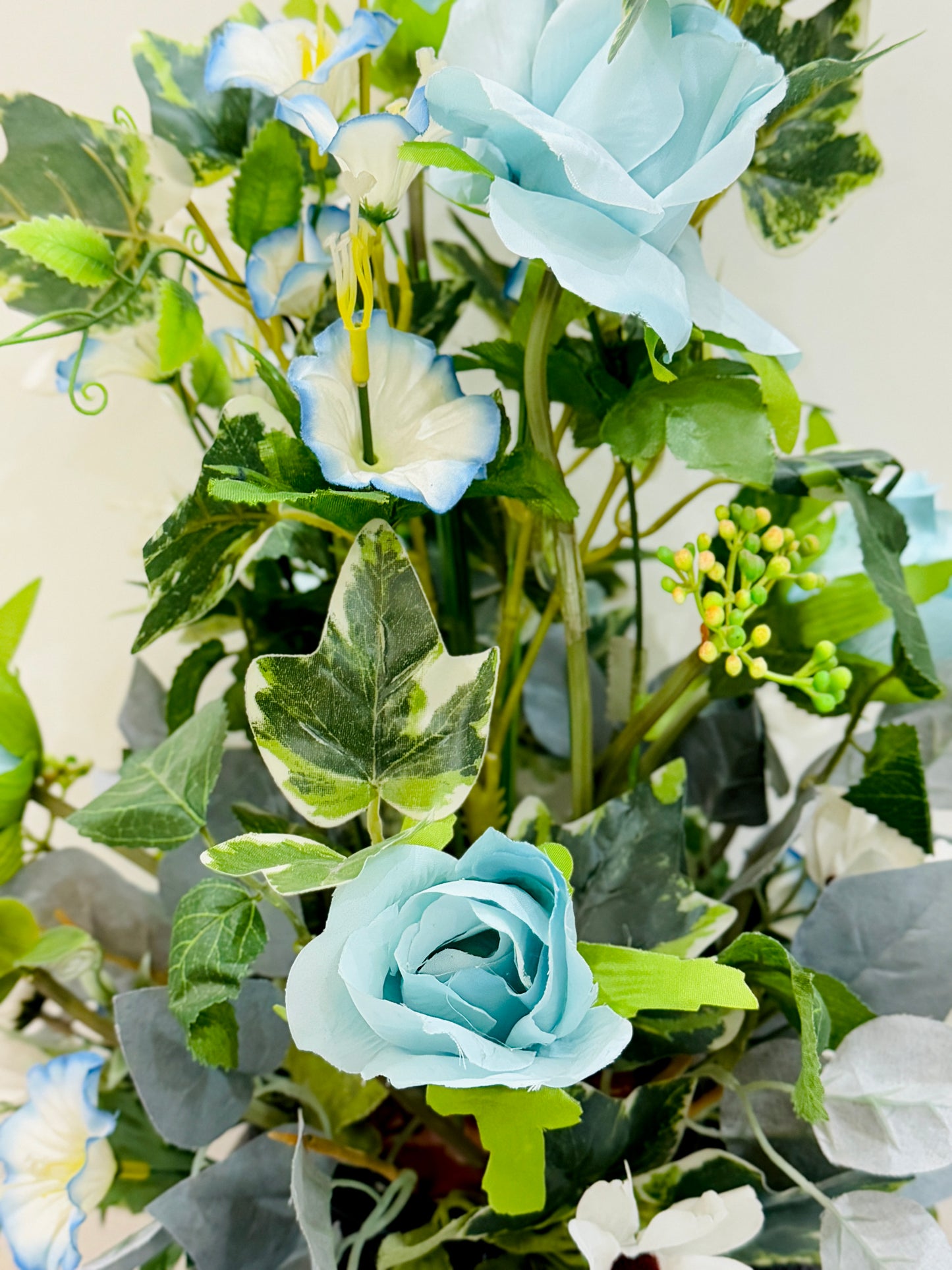 Large Black Textured Vase with Flowers