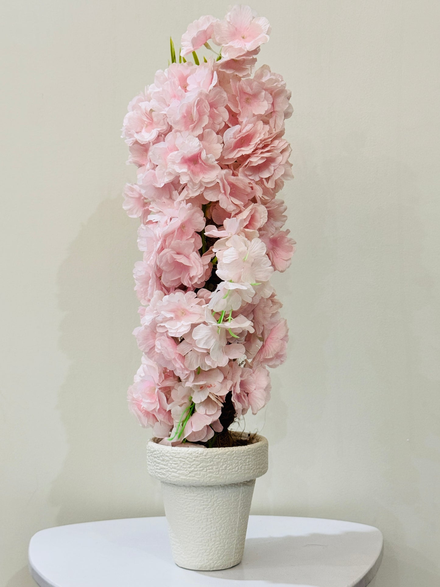 Large white pot with cherry blossom