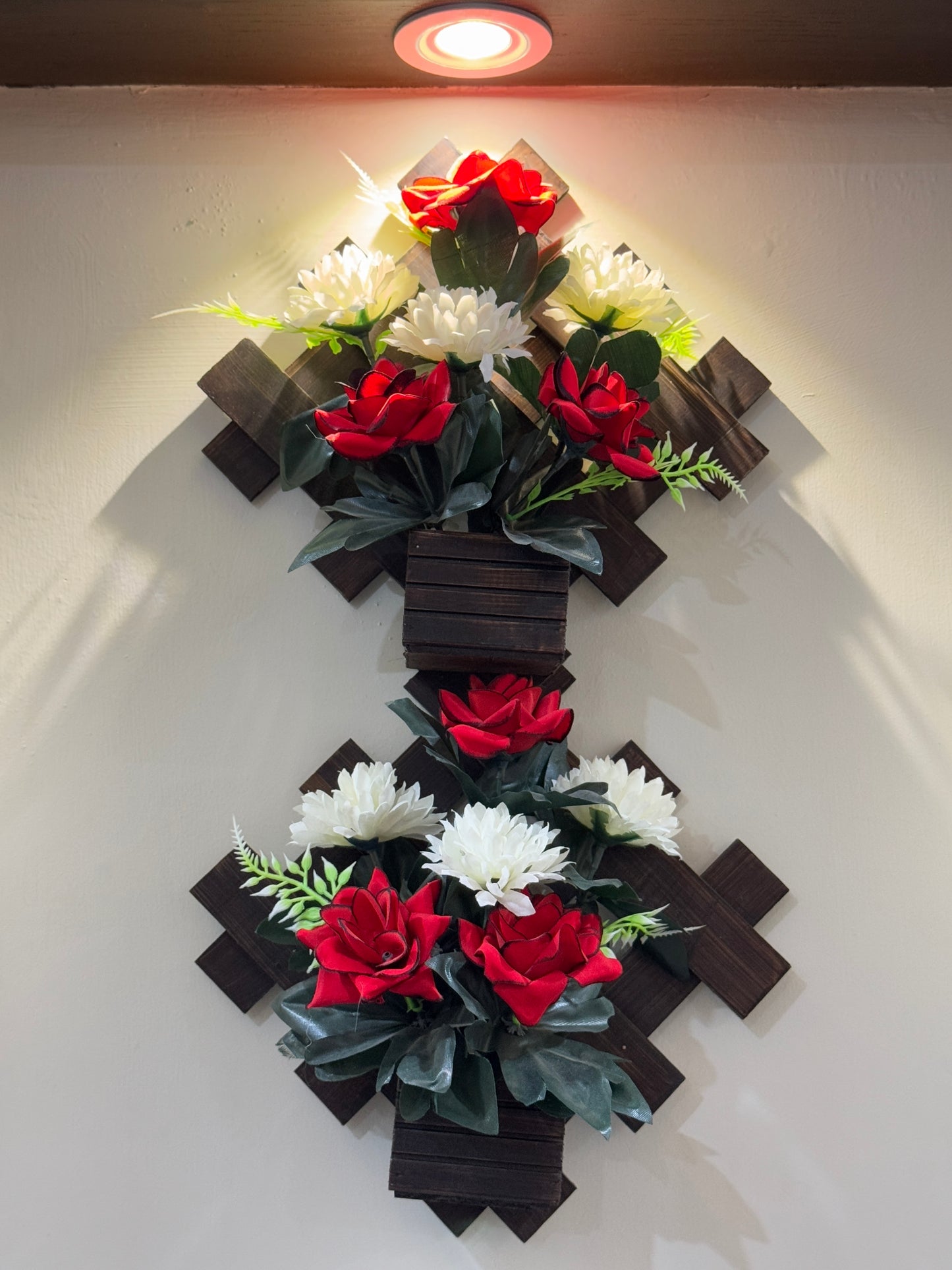 Hanging Wooden Flower Arrangement