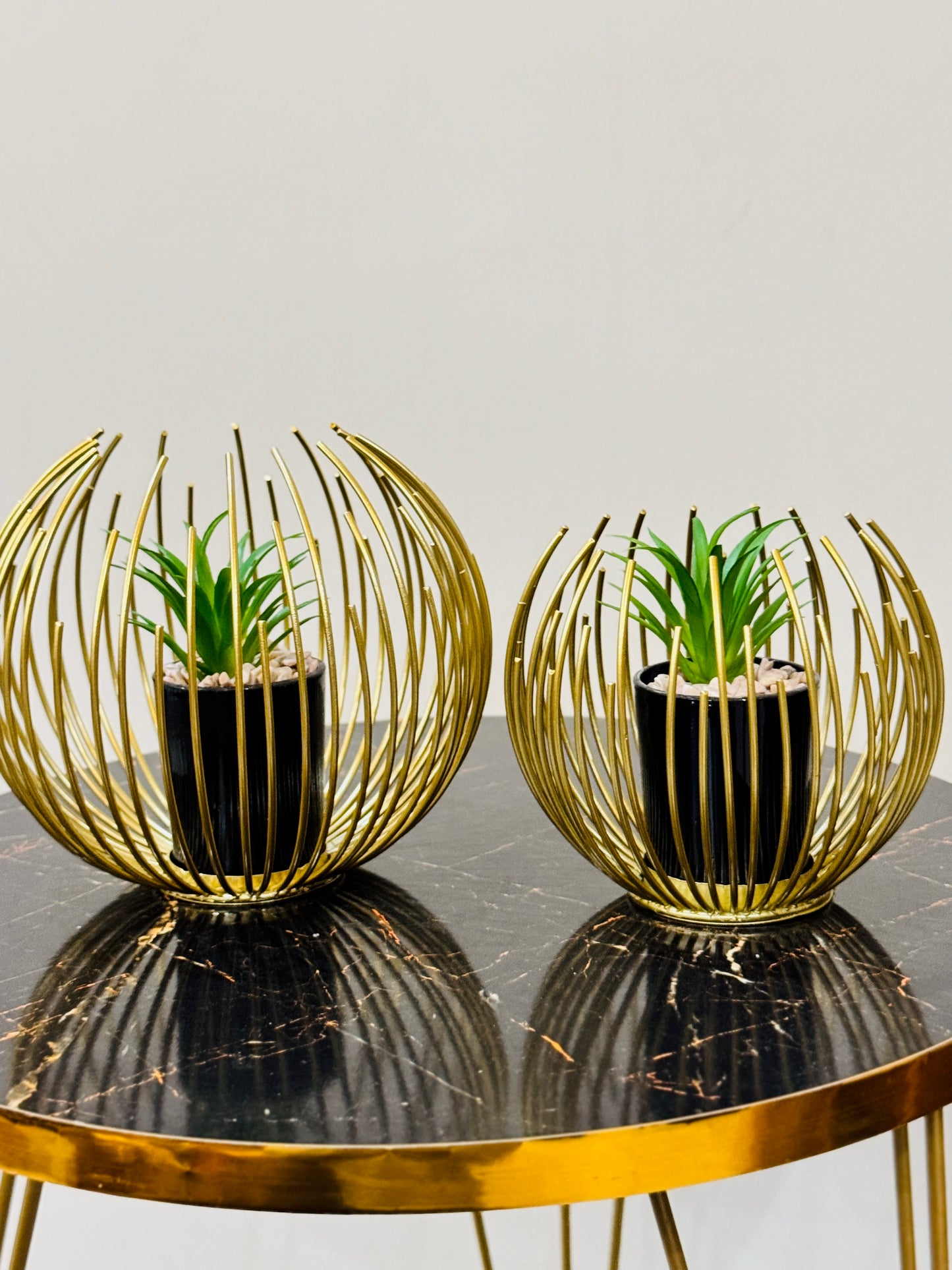 Metallic Golden Globe With Planter TA-116