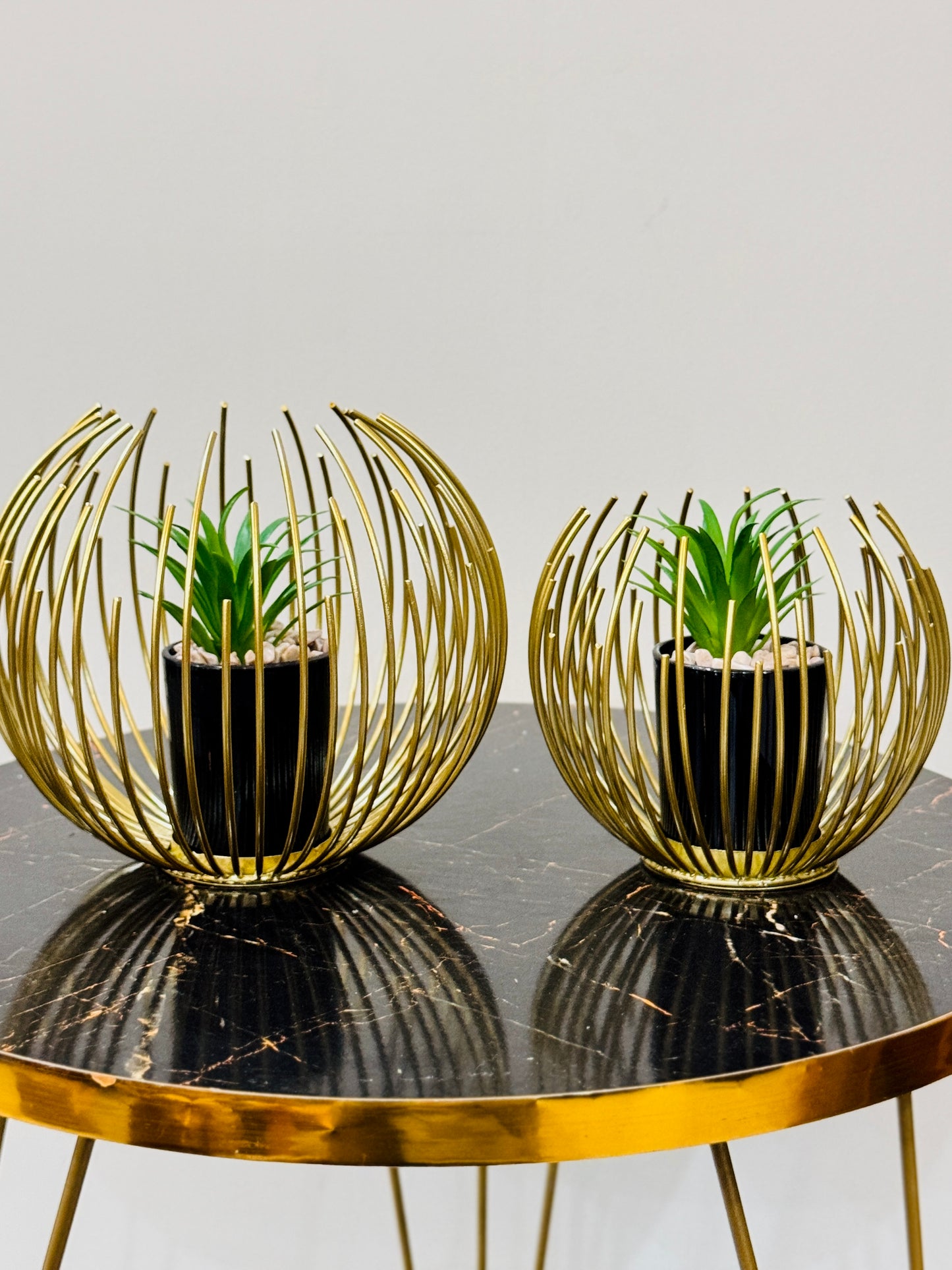 Metallic Golden Globe With Planter TA-116