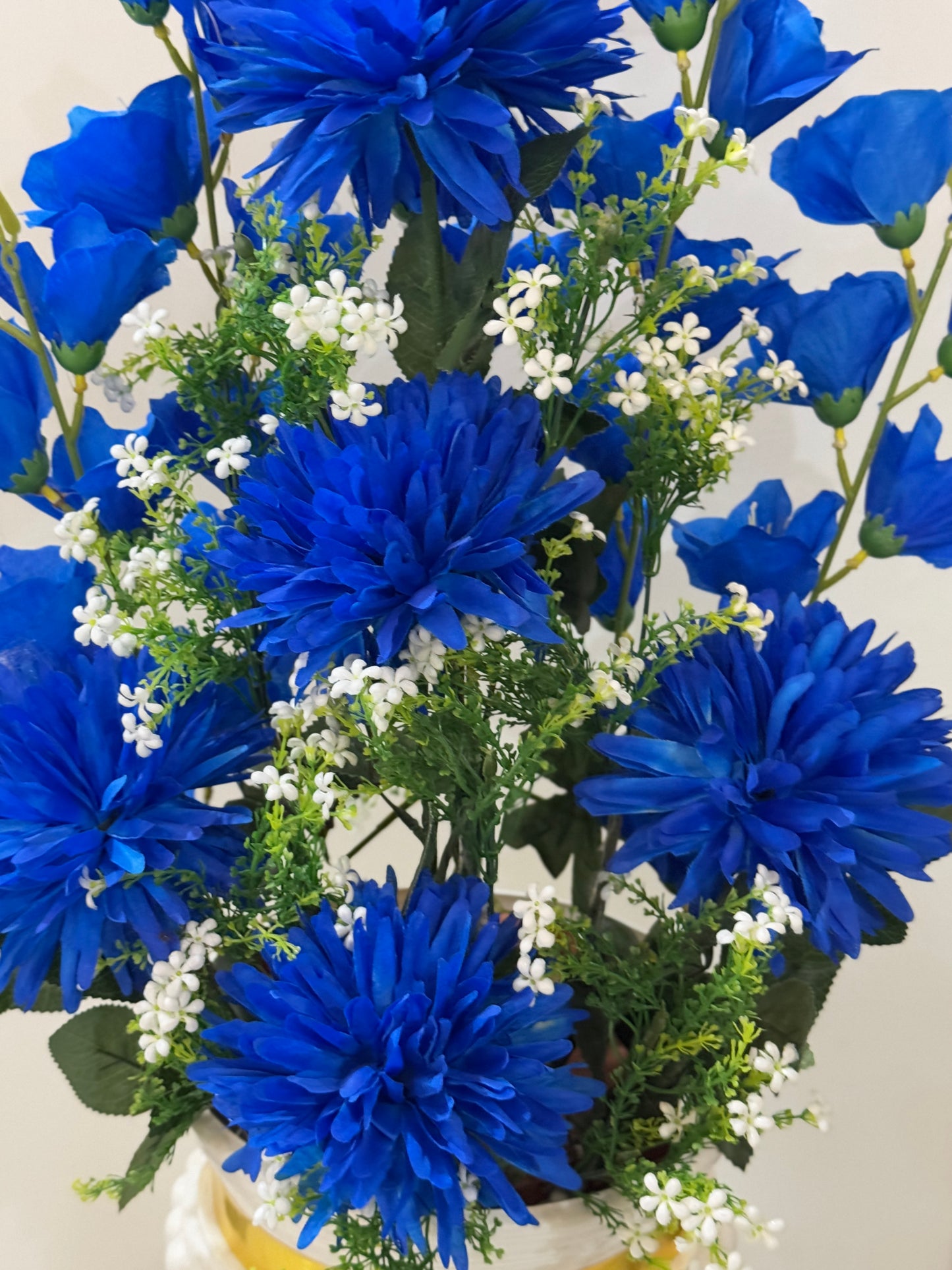 Large White Textured Vase with Flowers