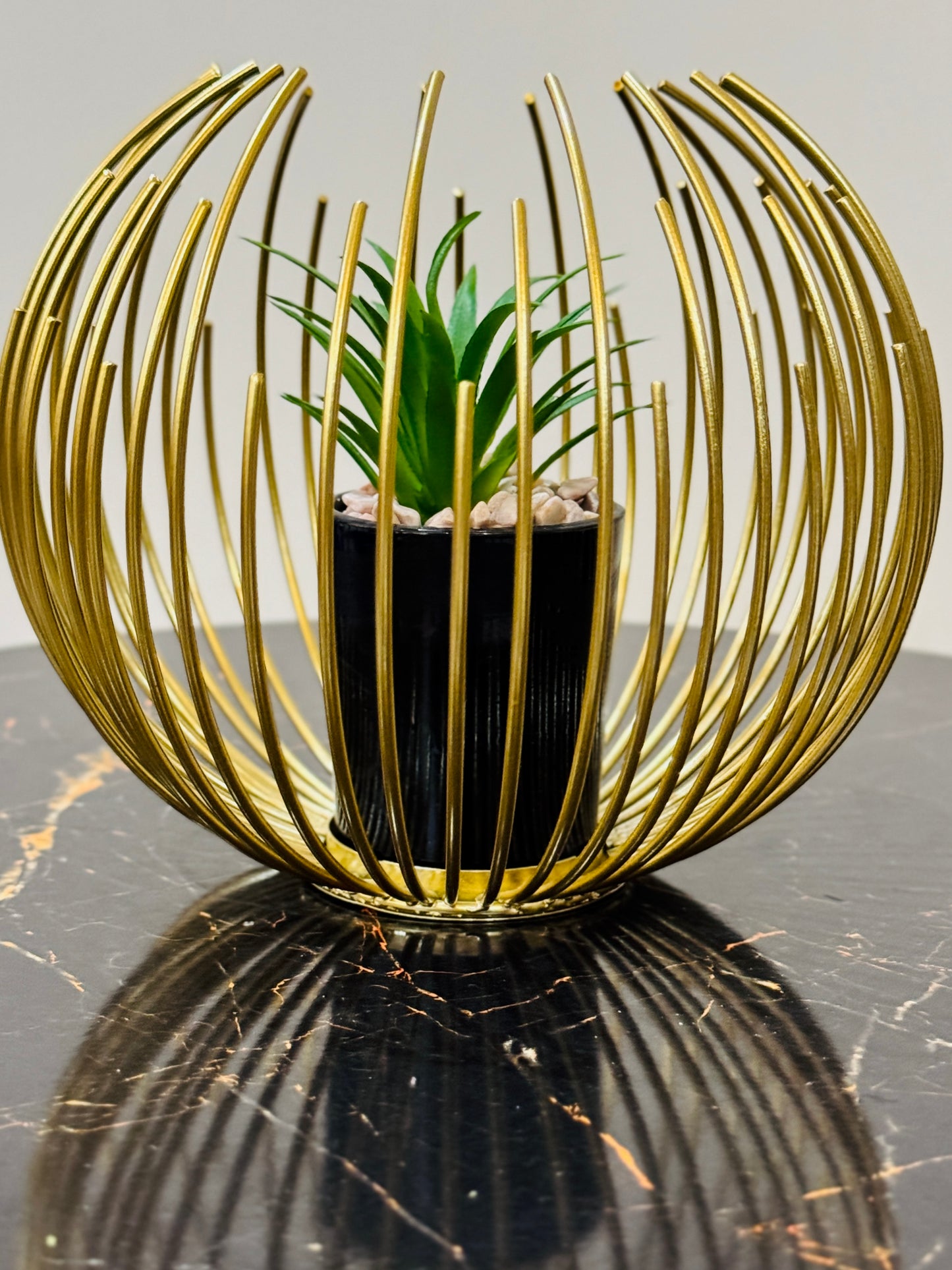 Metallic Golden Globe With Planter TA-116