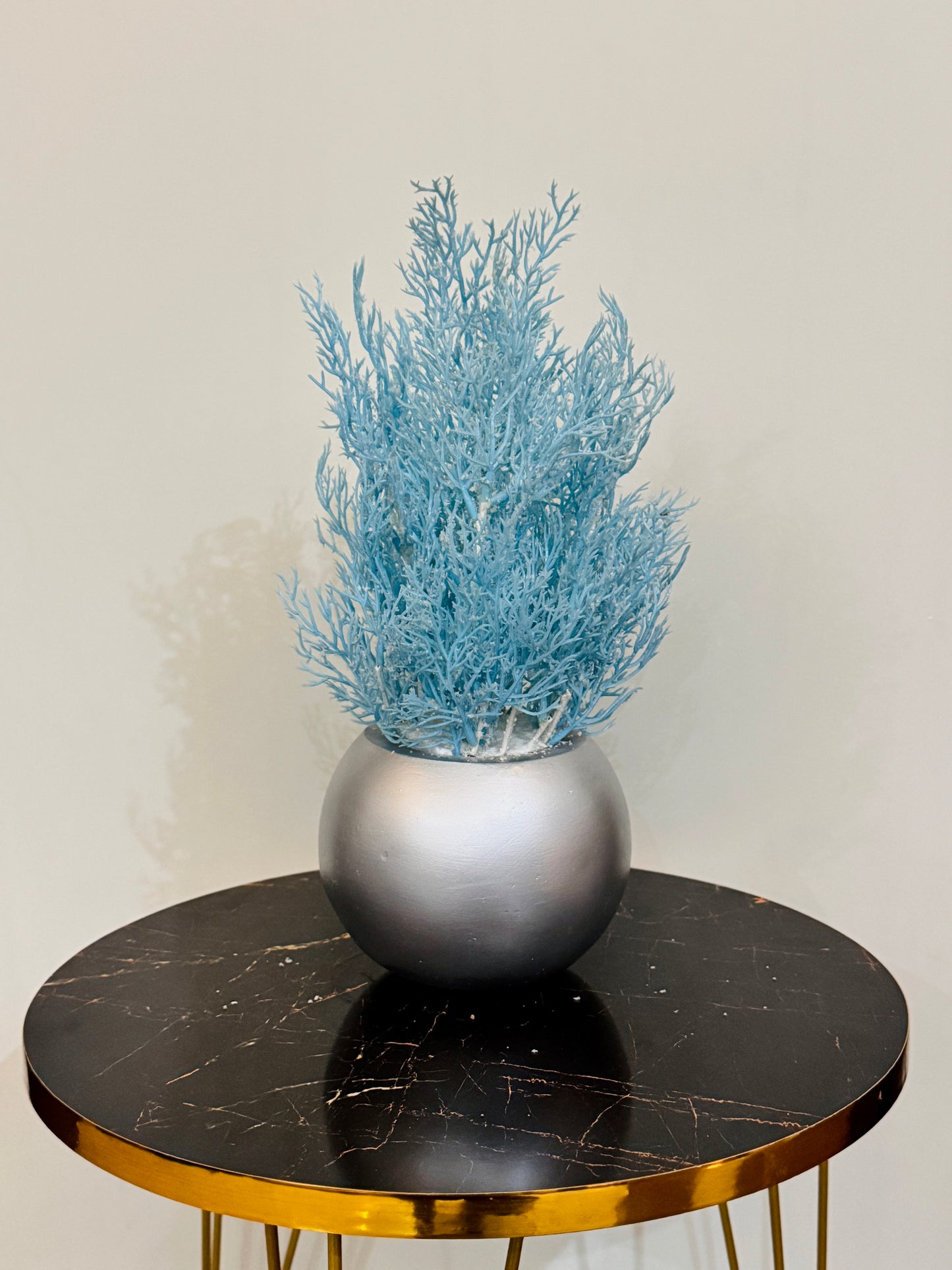 Small Silver Vase with Blue Cypress PD-121