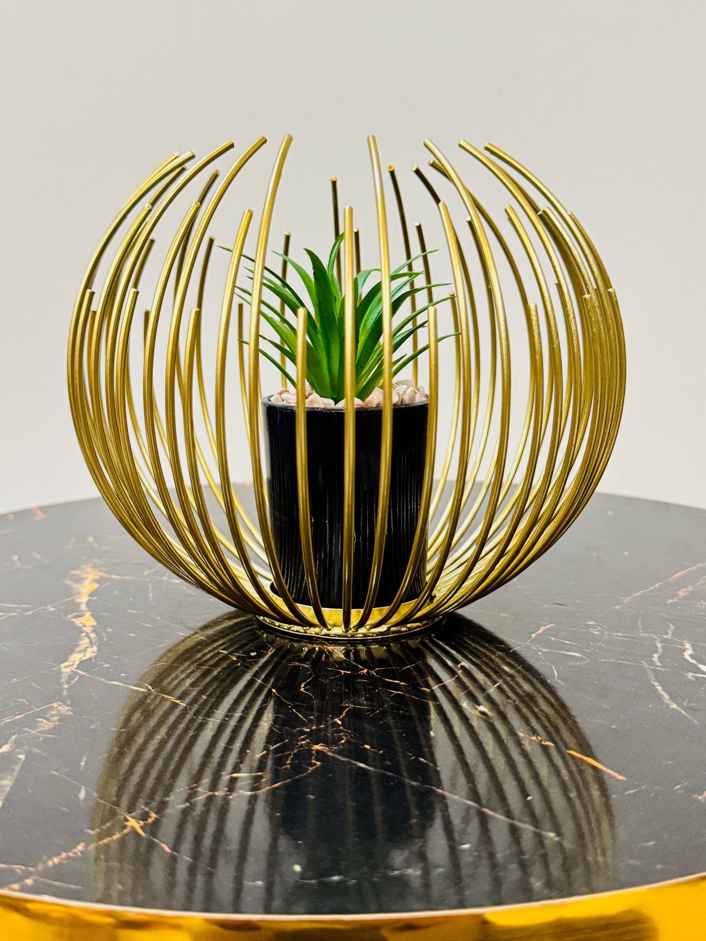 Metallic Golden Globe With Planter TA-116