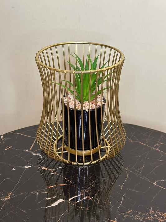 Metallic Golden Planter Stand TA-158