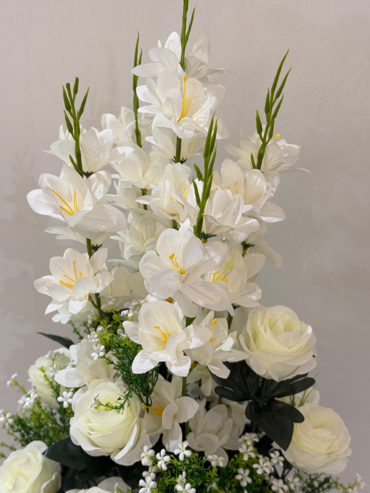 Large Wooden Basket with Flowers