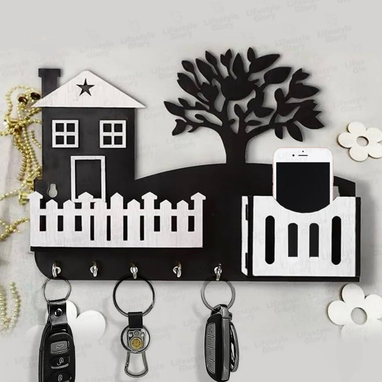 3D Wooden Tree Key Holder