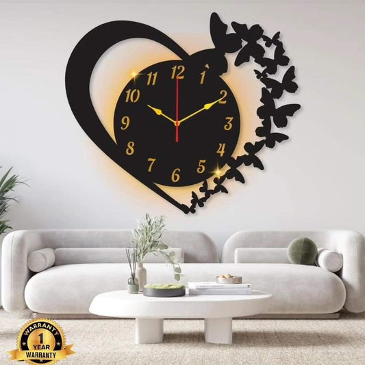 3D Heart Design Light Wall Clock