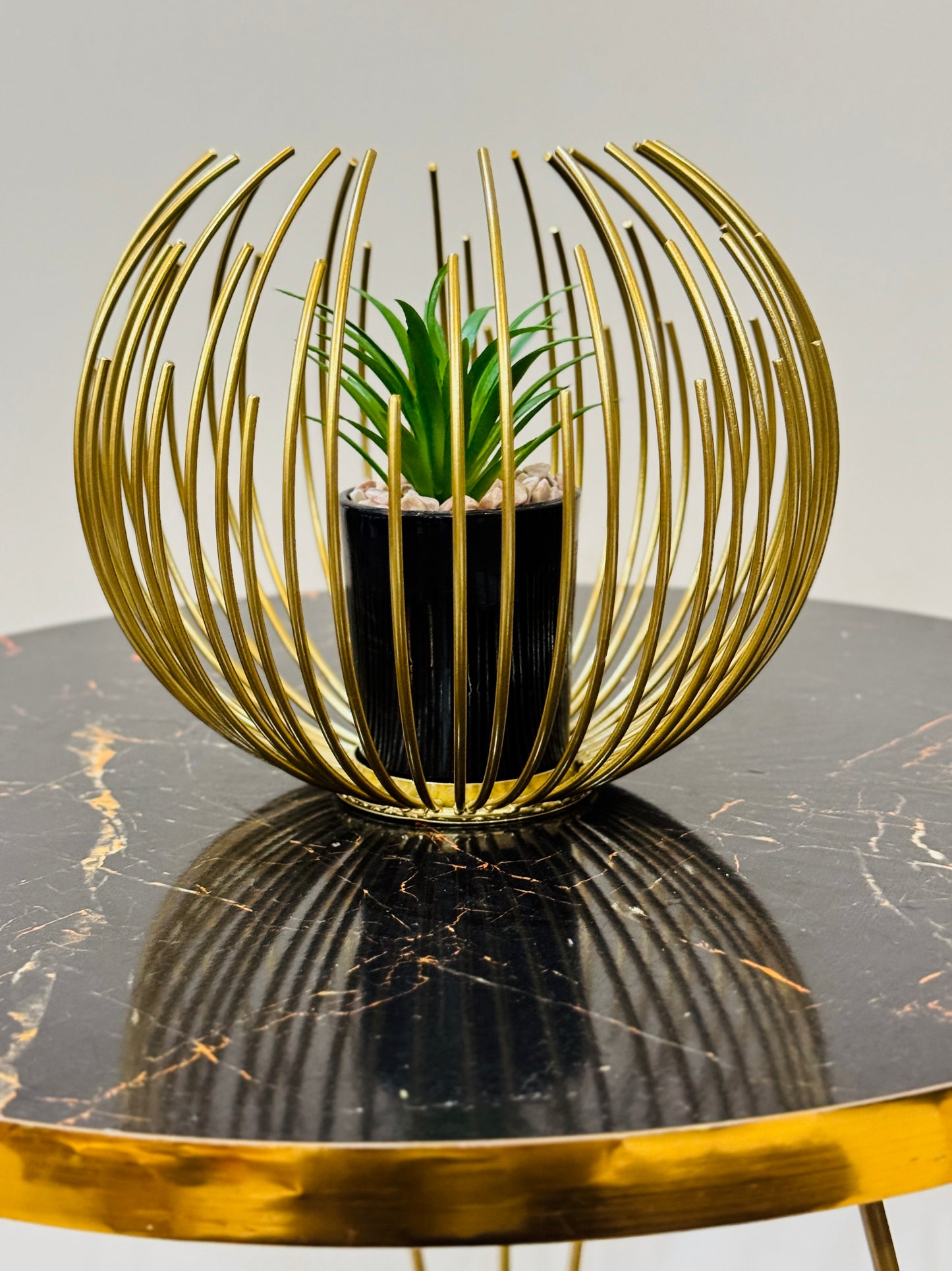 Metallic Golden Globe With Planter TA-116