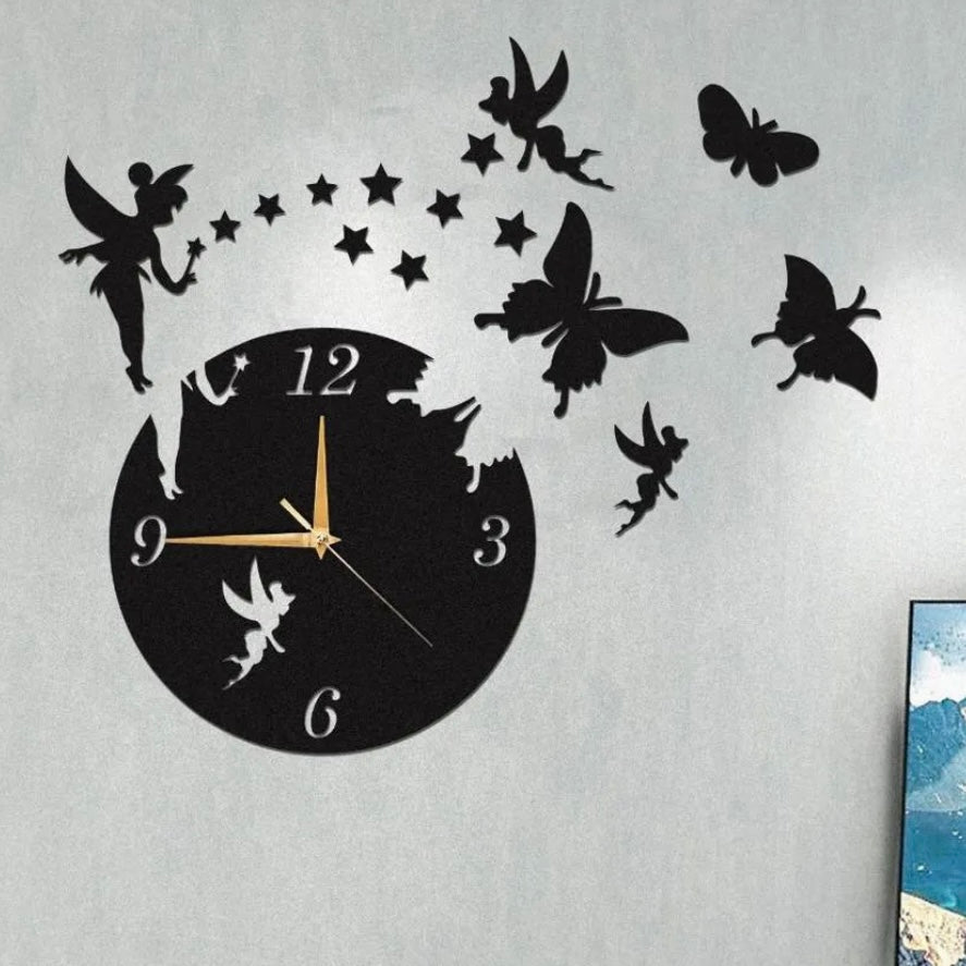 3D Fairies Design Wall Clock