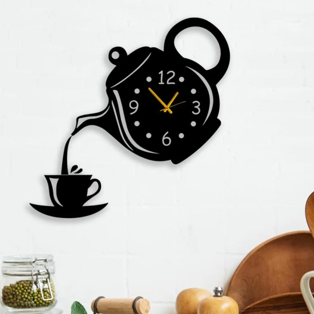 3D Kettle Design Wall Clock