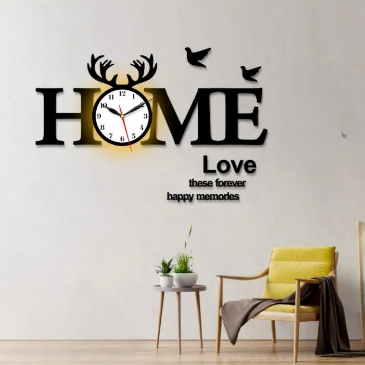 3D Home Light Wall Clock