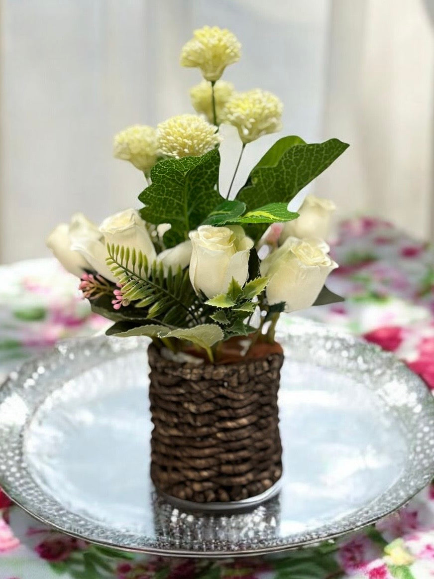 Small Woven Basket with Flowers PD-125