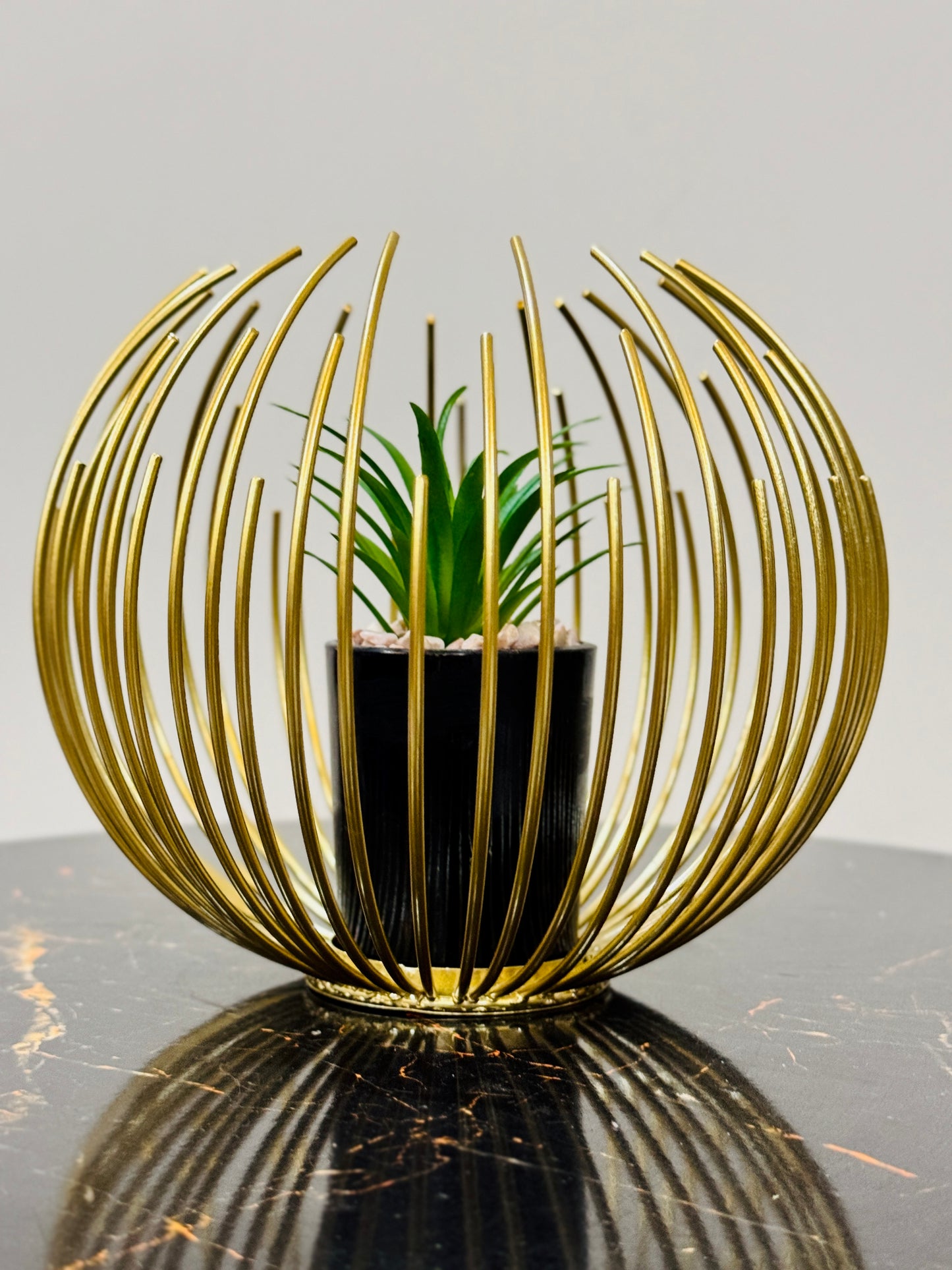 Metallic Golden Globe With Planter TA-116