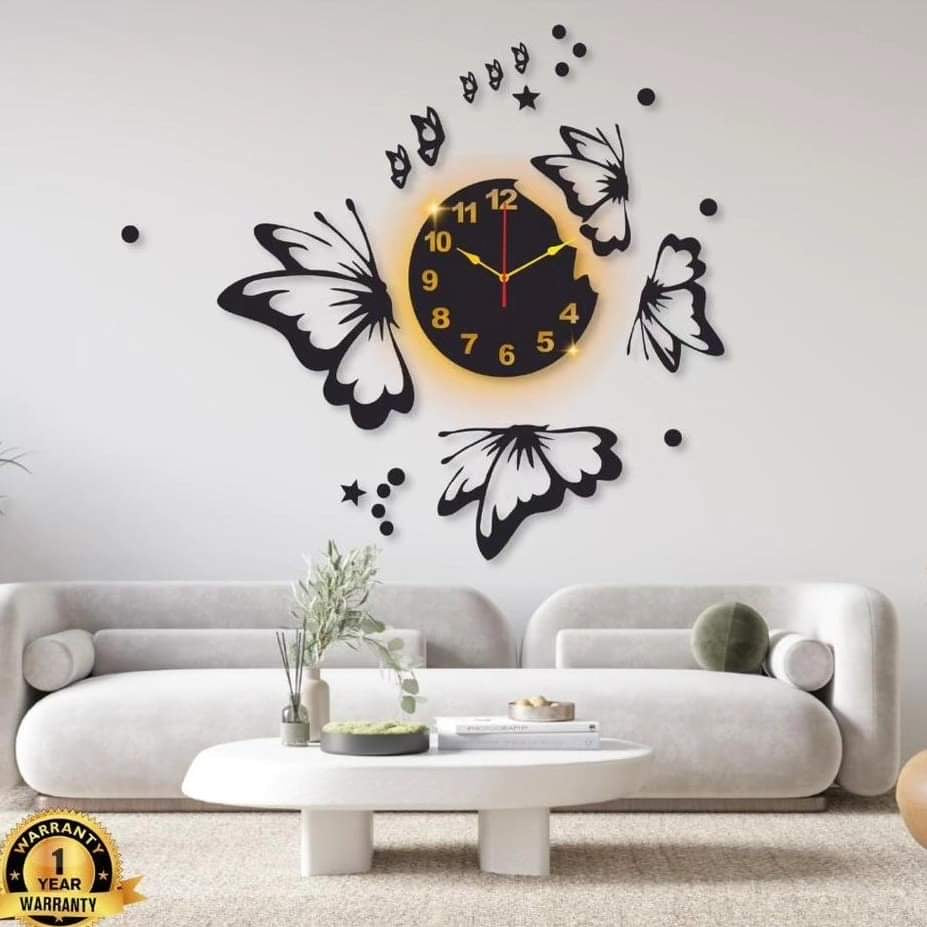 3D Butterfly Light Wall Clock